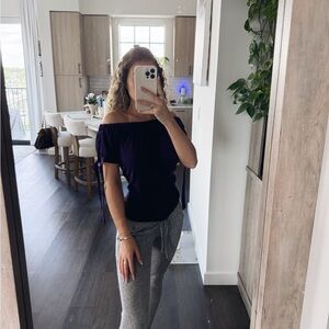 Trende Off-Shoulder Purple Top (Size Small)